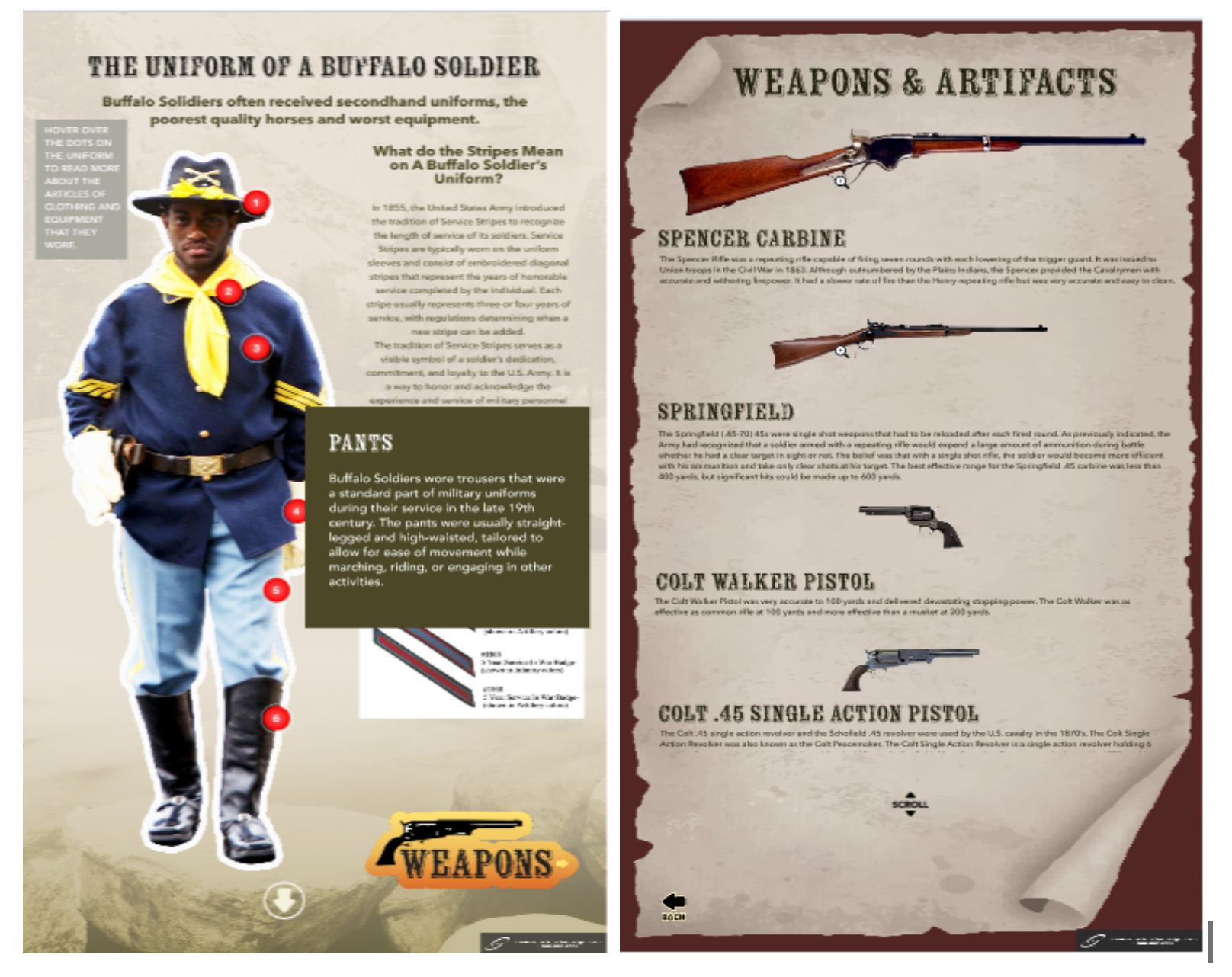 Buffalo Soldiers app screenshots of uniform and weapons