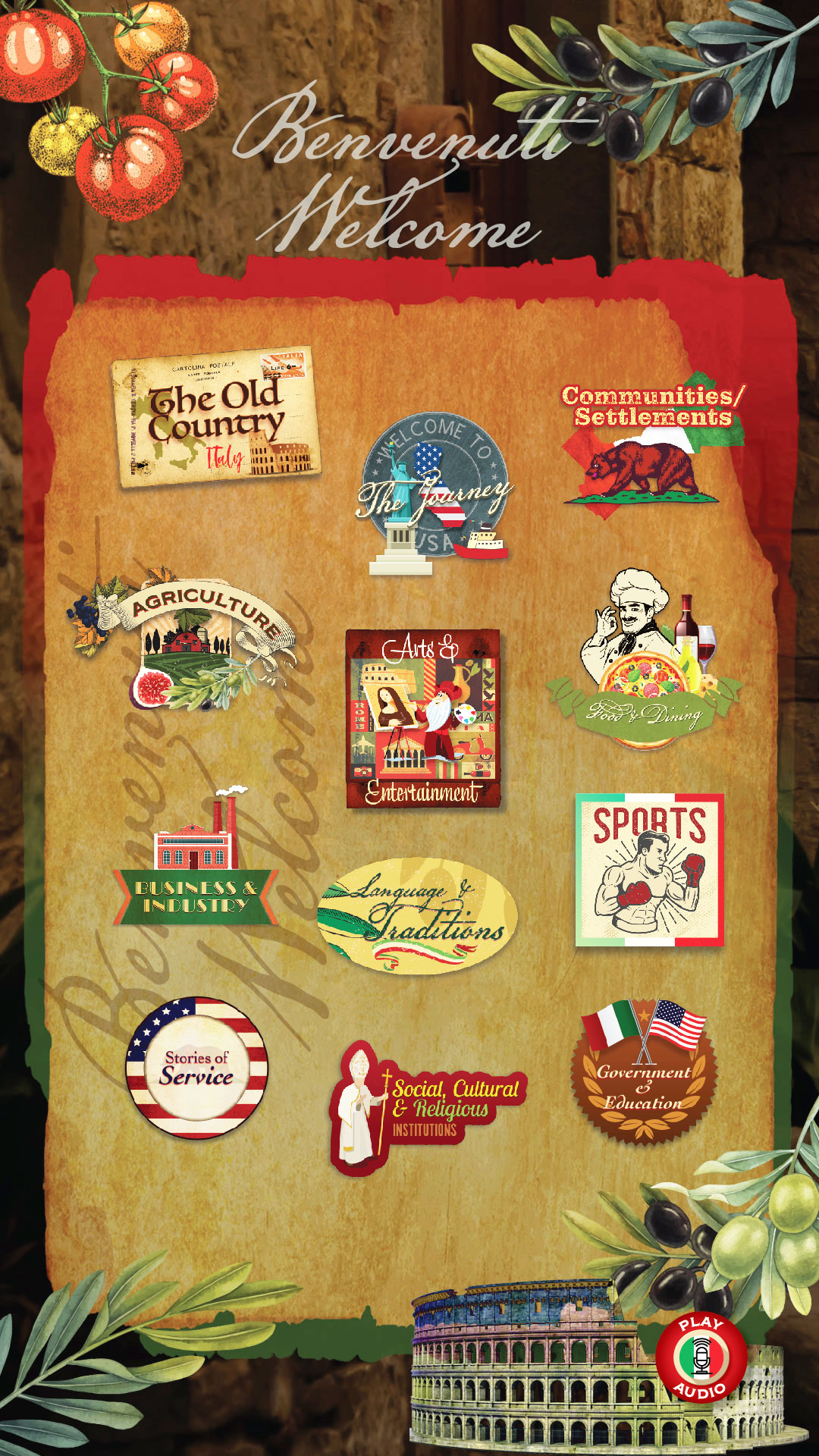 Italian Cultural Display menu